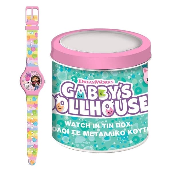 Ur til små børn Gabby's Dollhouse 000574089 - TIN BOX Ø 33 mm