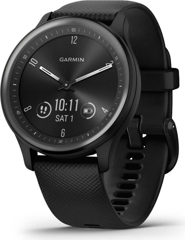 Garmin vívomove Sport - Sort med skiferaccenter - smart ur med bånd - silikone - håndledsstørrelse: 125-190 mm - monokromatisk - Bluetooth, ANT+ - 19 Sort