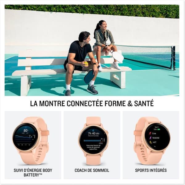 Garmin vívoactive 6 smartklocka, Metallic Pink Dawn bezel med peach rose hölje