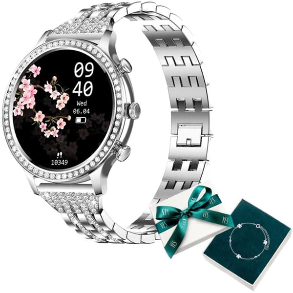Manta Diamond Lusso dame smartwatch i sølv + YES armbånd