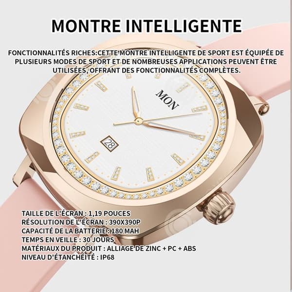 INN Smartwatch ip68 ABS 180mah 1,19 i rosa vattentät aktivitetsspårare stegräknare kalorier sportklocka smart klocka dam