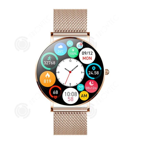 INN Smart Watch IP67 Bluetooth 5.0 Guld 185 mah Vattentät Aktivitetsspårare Stegräknare Kalorier Sportklocka Smart Watch Dam