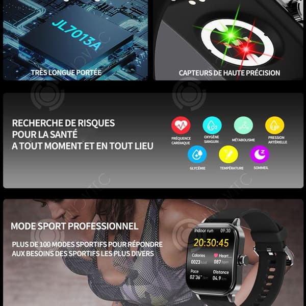 INN Internet Smart Watch 2,1 tum böjd skärm 320x386 300mah Smart Sports Watch Vattentät IP magnetisk laddning
