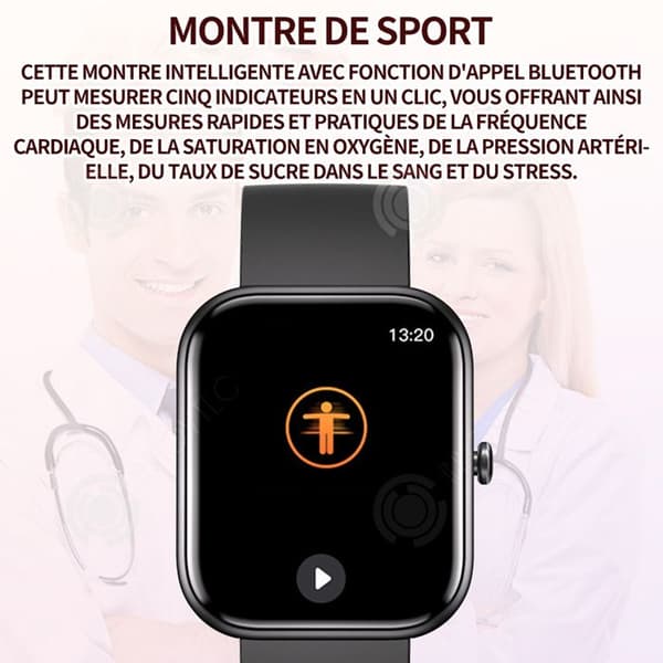 INN Smart Watch Smart Talking Watch 2,0 tum Talking Watch Dammtät och vattentät IP68 350 mah Svart