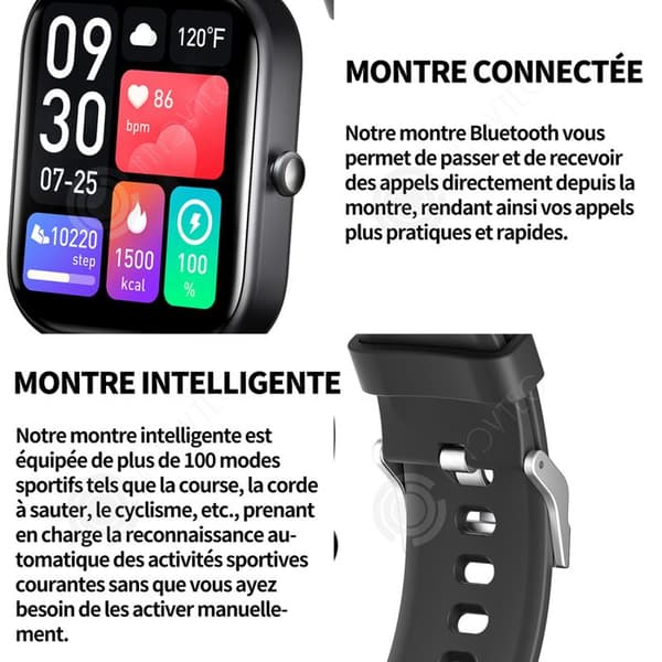 INN Smart Watch Smart Talking Watch 2,0 tum Talking Watch Dammtät och vattentät IP68 350 mah Svart