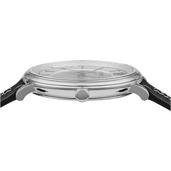 Kvartsklocka herr - VERSACE - V-Circle VE5A01021 - Rostfritt stål - Silver - Svart läder