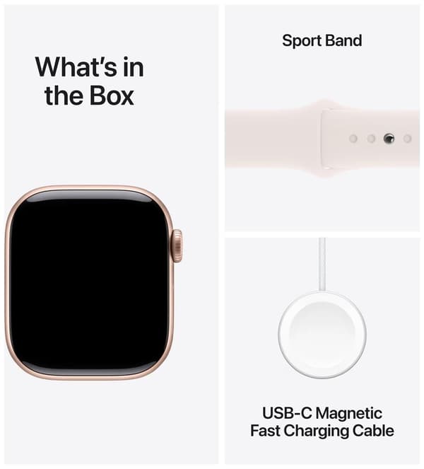 Apple Watch Series 10 GPS 46mm – Rose Gold Aluminium Case with Light Blush Sport Band – M/L