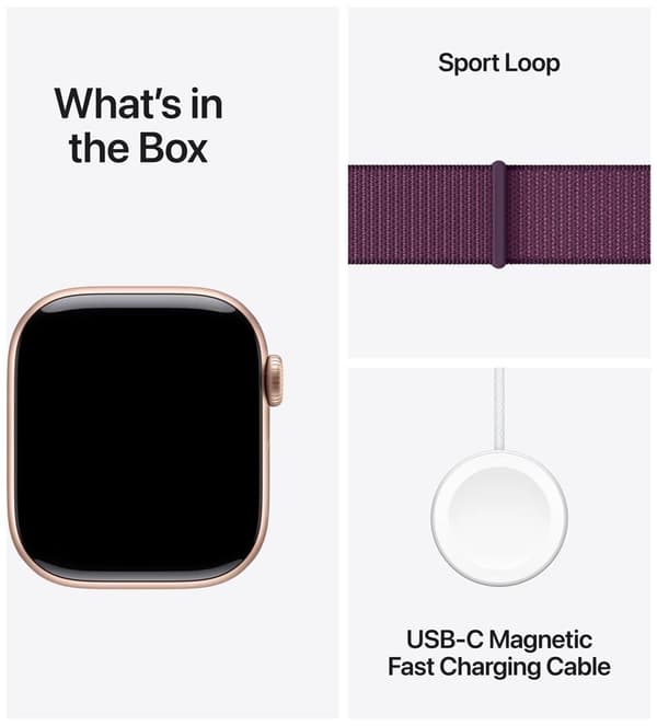 Apple Watch Series 10 GPS + Cellular 46mm – Rose Gold Aluminium Case with Plum Sport Loop