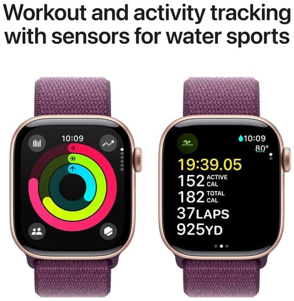Apple Watch Series 10 GPS + Cellular 46mm – Rose Gold Aluminium Case with Plum Sport Loop