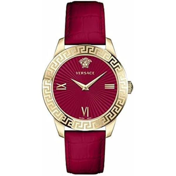 Armbandsur - VERSACE - VEVC00921 - 38 mm - Röd läder - Vattentålighet 5 ATM