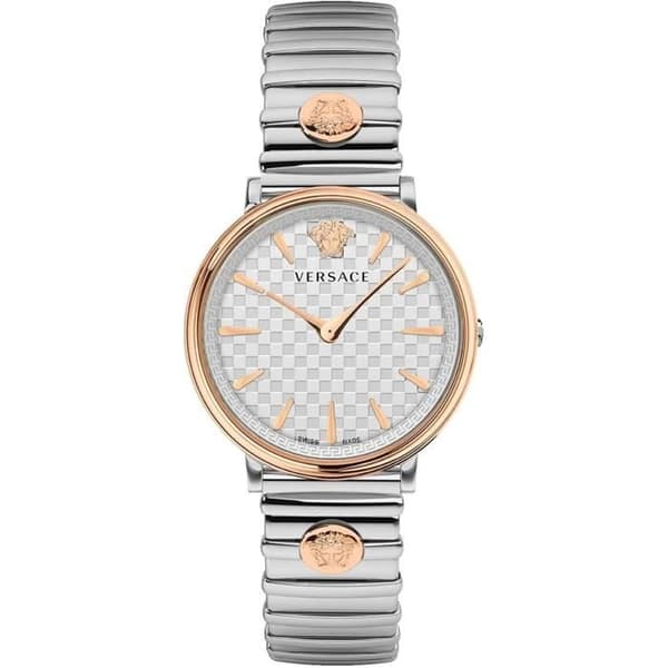 Kvartsklocka - VERSACE - V-Circle VE8105022 - Vit - Stål - Silver