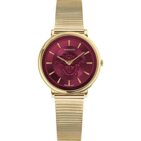 Kvartsur Dam - VERSACE - V-Circle VE8102419 - Röd - Stål - Milano-mesh