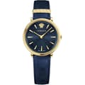 Miniatyrbild 1 av 2: Versace V-Circle VE8100419 - Dam - Kvarts - Kapsling i rostfritt stål - Blå urtavla - Blå läderarmband