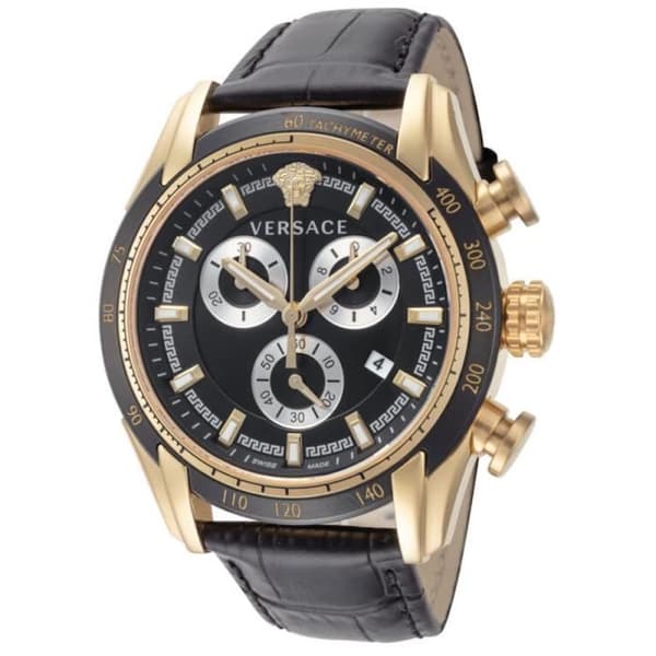Kvartsur Herr - VERSACE - V-Ray VE2I00921 - Svart - Läder - 3 Atm - Analog - Rund - Chic