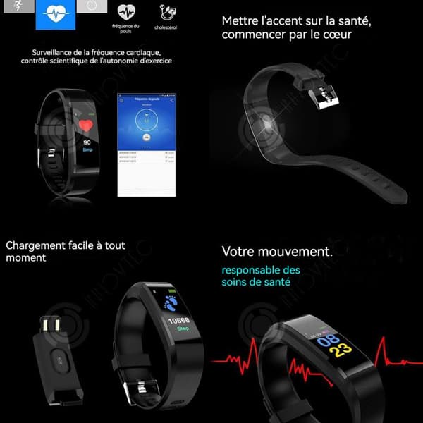 INN Smart Watch bluetooth 4.0 90mAh smart armband träning puls stegräknare information påminnelse