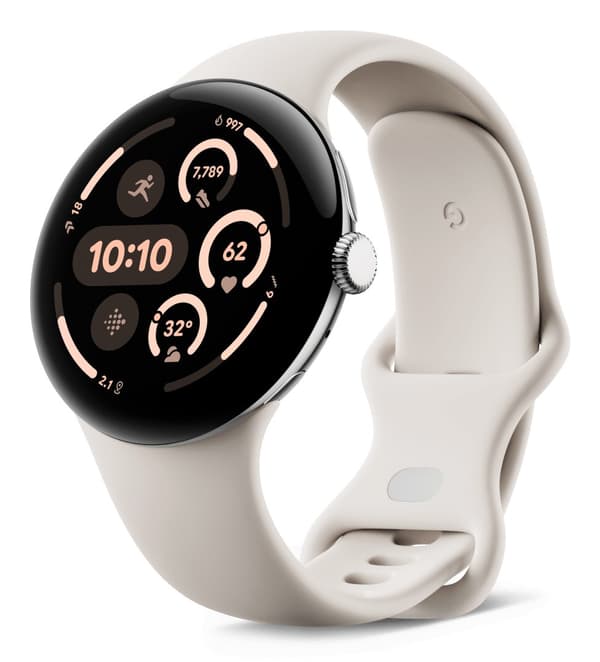 Google Pixel Watch 3 AMOLED 45 mm digital touchskærm 4G sølv Wi-Fi GPS (satellit)