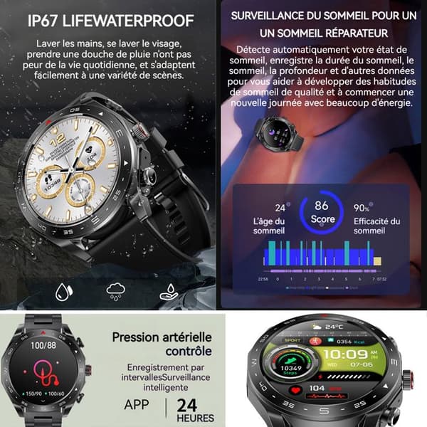 INN Smartklocka 1,52 tum ips-skärm med bluetooth-hörlurar, sportsmartklocka, smarta klockor, bluetooth-klocka