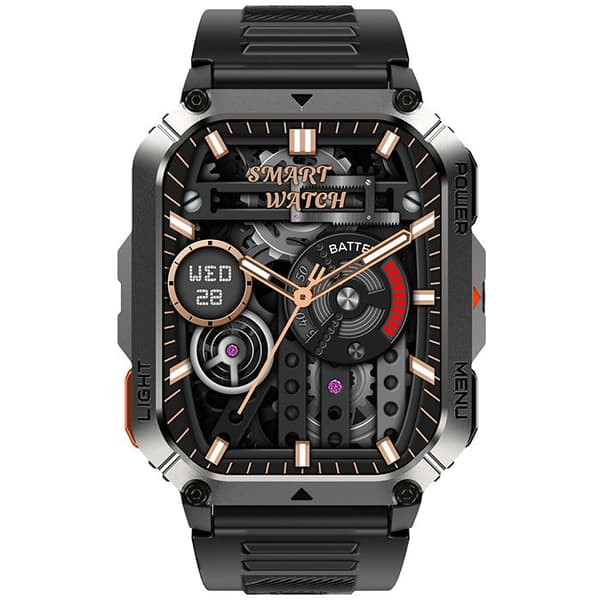 Blackview W70 Pro Robust Smartwatch Bluetooth 900mAh, 1.45" vattentålig Smartwatch med LED-lampa, Kompass - Svart