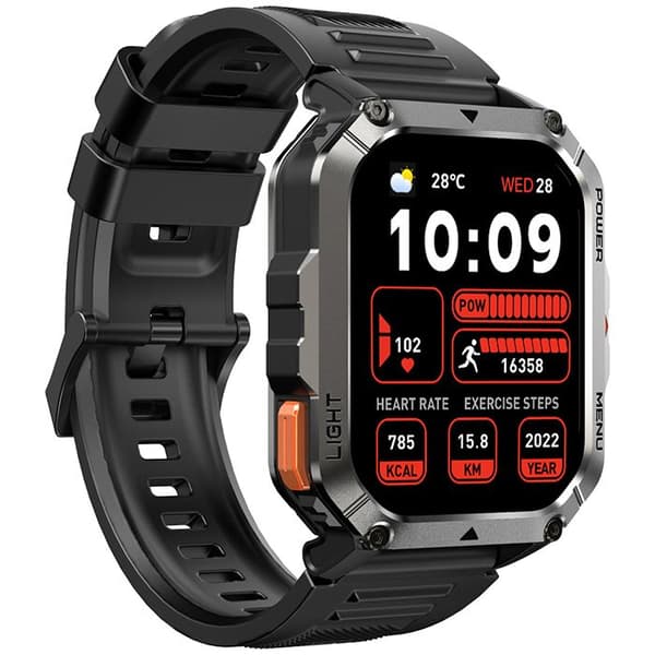 Blackview W70 Pro Robust Smartwatch Bluetooth 900mAh, 1.45" vattentålig Smartwatch med LED-lampa, Kompass - Svart