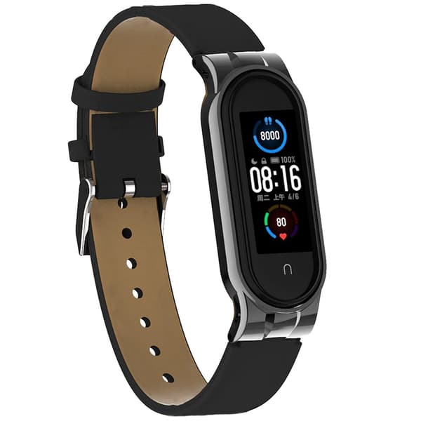 Nahkaranneke Xiaomi Mi Band 8:lle - Musta
