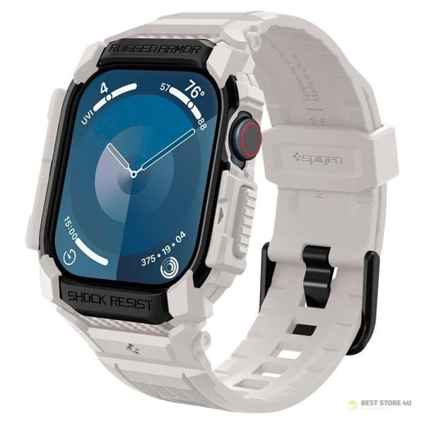 Spigen Rugged Armor Pro – Armband med fodral för Apple Watch 10 46mm (Dune Beige)