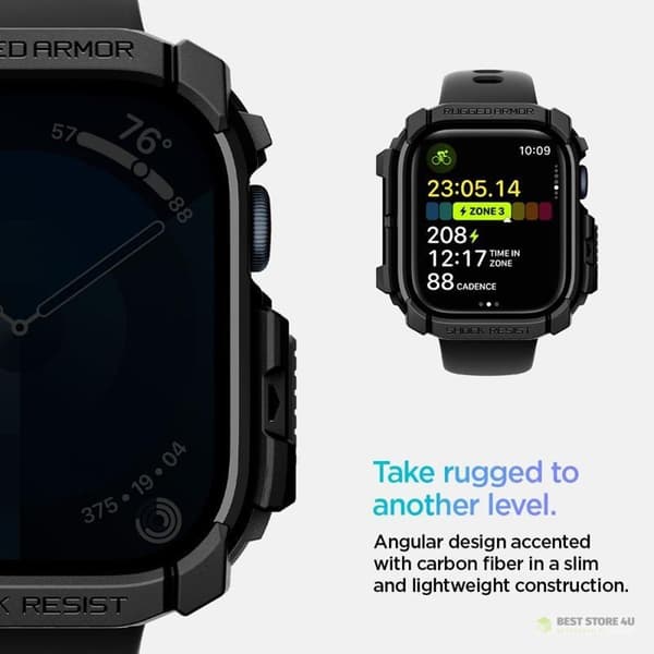 Spigen Rugged Armor – Fodral till Apple Watch 10 42 mm (Mattsvart)