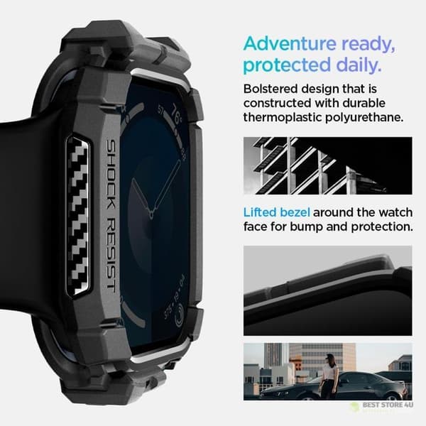 Spigen Rugged Armor – Fodral till Apple Watch 10 42 mm (Mattsvart)