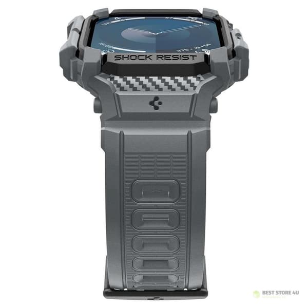 Spigen Rugged Armor Pro – Armband med fodral för Apple Watch 10 46mm (Mörkgrå)