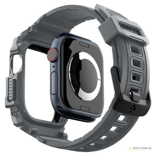 Spigen Rugged Armor Pro – Armband med fodral för Apple Watch 10 46mm (Mörkgrå)