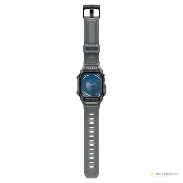 Spigen Rugged Armor Pro – Armband med fodral för Apple Watch 10 46mm (Mörkgrå)