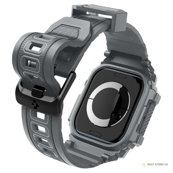 Spigen Rugged Armor Pro – Armband med fodral för Apple Watch 10 46mm (Mörkgrå)