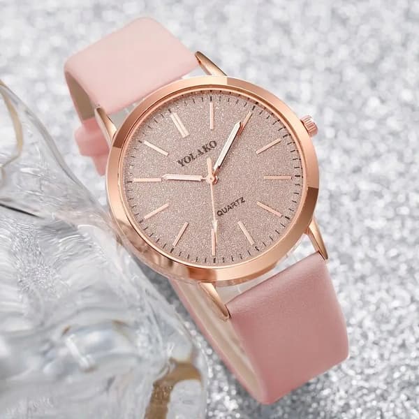 DAMKLOCKA Eko-läder BEKVÄM KLASSISK Kvarts ELEGANT MODERIGT Rosa