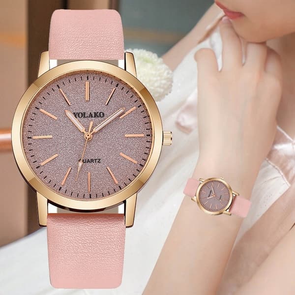 DAMKLOCKA Eko-läder BEKVÄM KLASSISK Kvarts ELEGANT MODERIGT Rosa