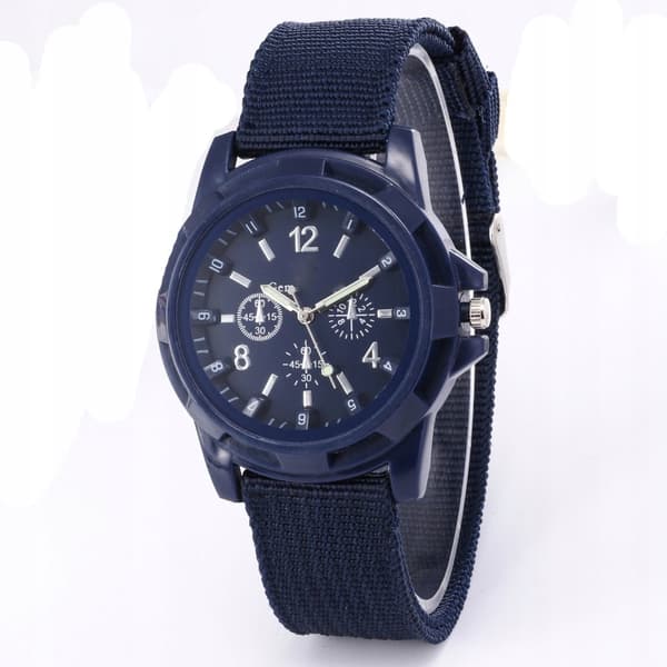 Herrklocka Elegant Militär Quartz Casual NYLONARMBAND Blå