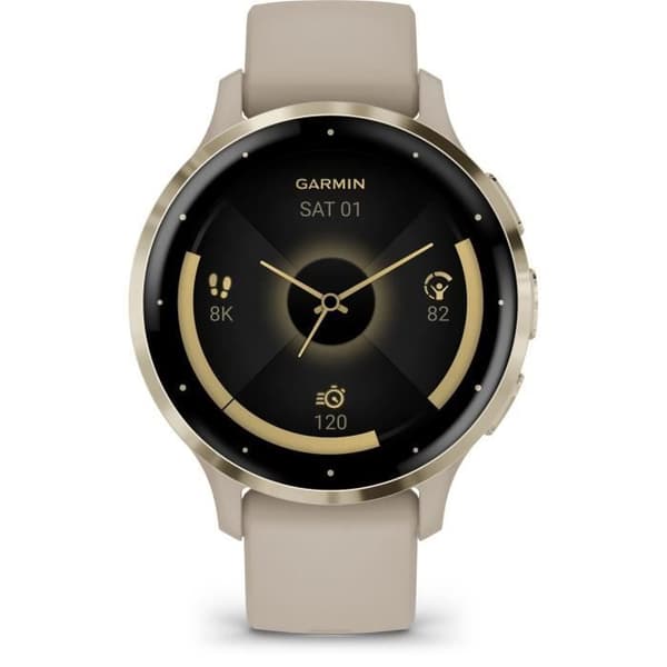 GPS-klocka Venu 3S GARMIN, 30,4mm (1,2"), Mjuk Guldstål, linnehus och linne-silikonband