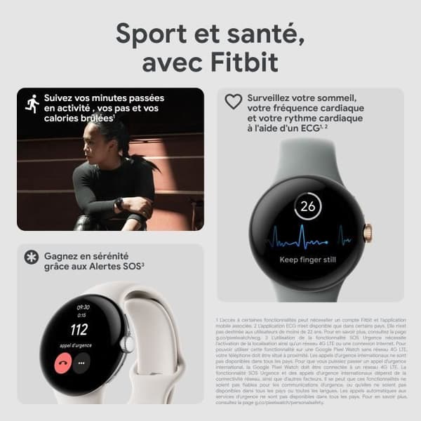 GOOGLE Pixel Watch Smartwatch - 41 mm - Aktivt polerat silver - Kolarmband