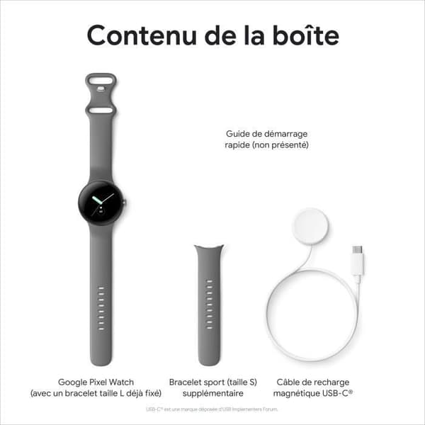 GOOGLE Pixel Watch Smartwatch - 41 mm - Aktivt polerat silver - Kolarmband