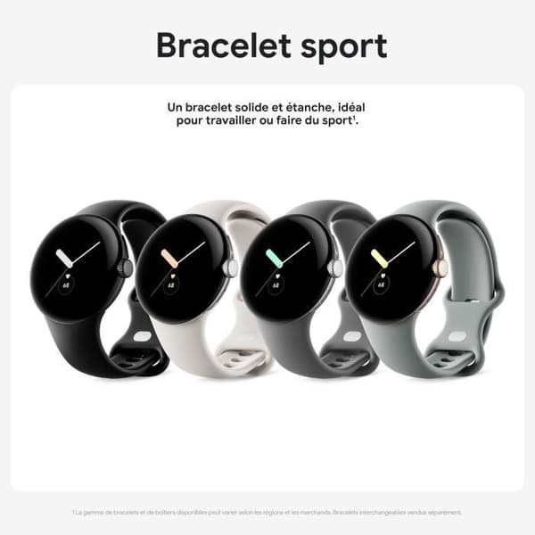 GOOGLE Pixel Watch Smartwatch - 41 mm - Aktivt polerat silver - Kolarmband