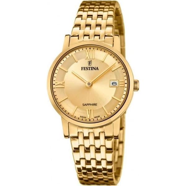 Damklocka - Festina - F200212 - Kvarts - Analog - Guld - Rostfritt stål
