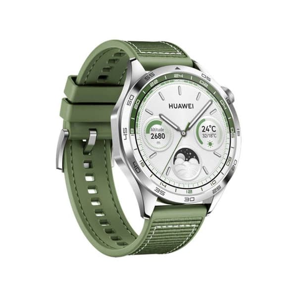 Huawei WATCH GT4 46mm GRÖN WOVEN STRAP ansluten klocka