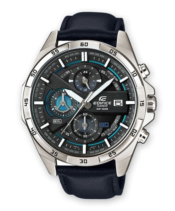 Klocka - Casio - Edifice EFR-556L-1AVUEF - Läder - Vattentät 10 barer - Mineralglas