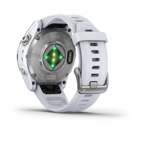 GARMIN - Epix Pro (Gen2) - Högpresterande smartklocka - 42 mm - Stål, Silver med vitt band