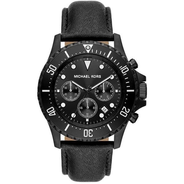 Klocka - MICHAEL KORS - Everest - Svart läder - 10 ATM vattentålighet - Quartz Movement
