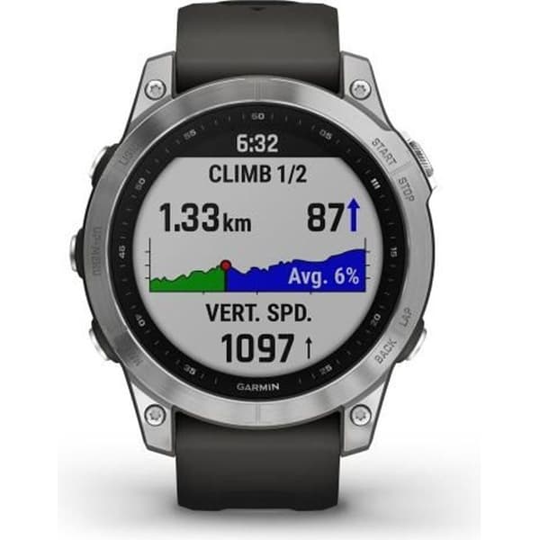 GARMIN Fenix 7 - Svart & Silver - GPS & Running Connected Watch - Personlig träning - Lång batteritid