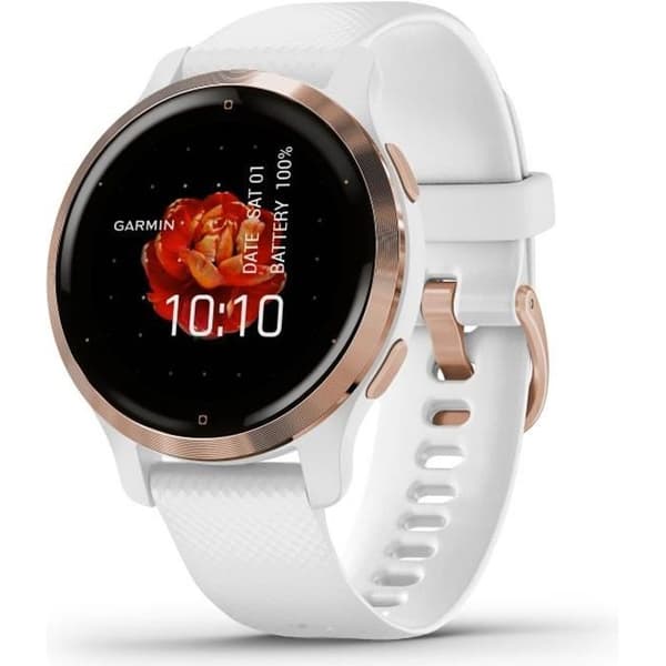 GARMIN Venu 2S - GPS smartwatch - Roséguld - Vit rem