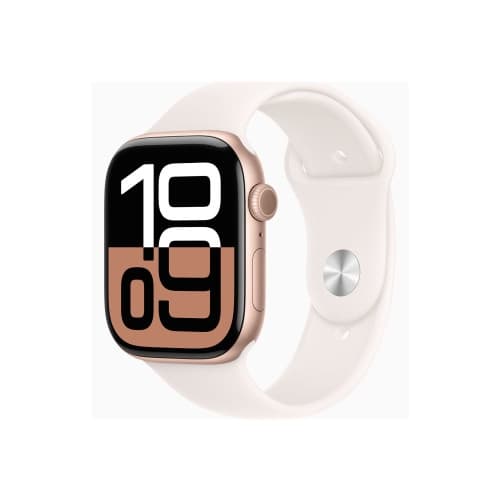 Apple Watch Series 10 (GPS) - guldrosa aluminium - smart klocka med sportband - lätt rouge - 64 GB