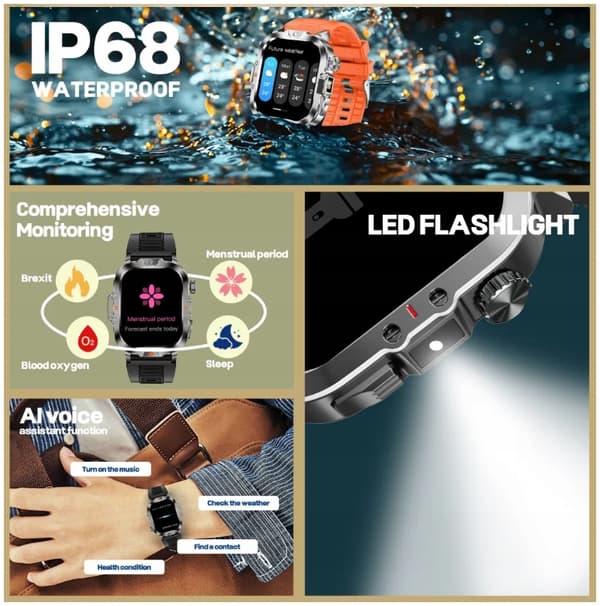 SmartWatch SPORTSUR VANDTÆT IP68 MED LOMMELYGTE SOLID V17 MENU PL
