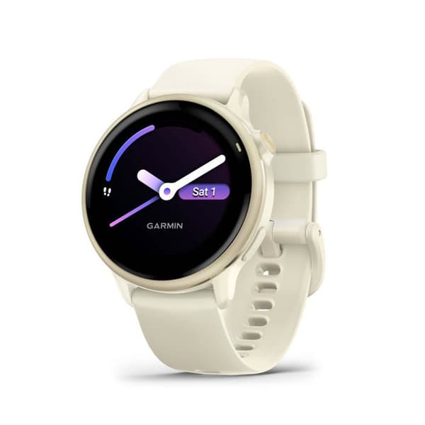 Montre smart Garmin vívoactive 6, Lunar Gold bezel med elfenbensfärgad kapsel