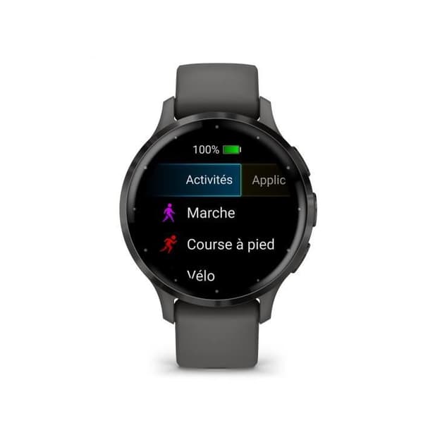 GPS Smartklocka - GARMIN - Venu 3S - 30,4 mm (1,2) - Grått stål, mörkgrått boett och mörkgrått silikonarmband