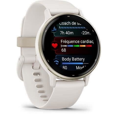 GPS Smartwatch - GARMIN - Vivoactive 5 - WiFi - 30,4 mm (1,2) - Guldcreme med beige rem